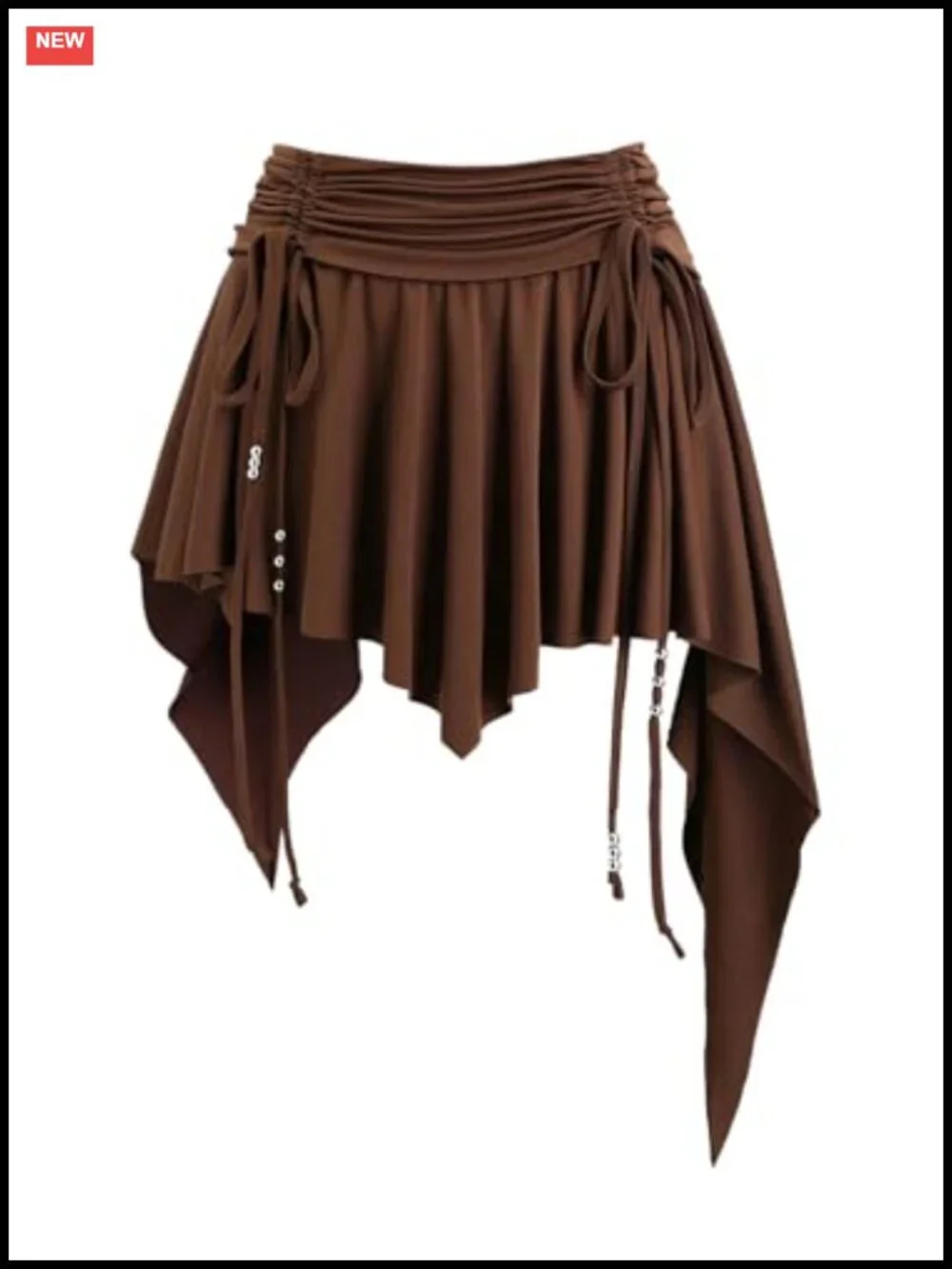 Women's Ruched Asymmetrical Pleated Mini Skirt - Y2K Drawstring